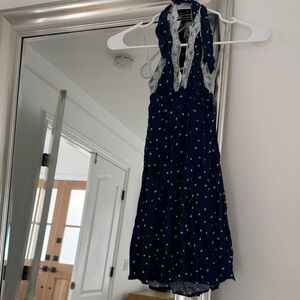 REVOLVE Navy and White Polka Dot Mini Dress